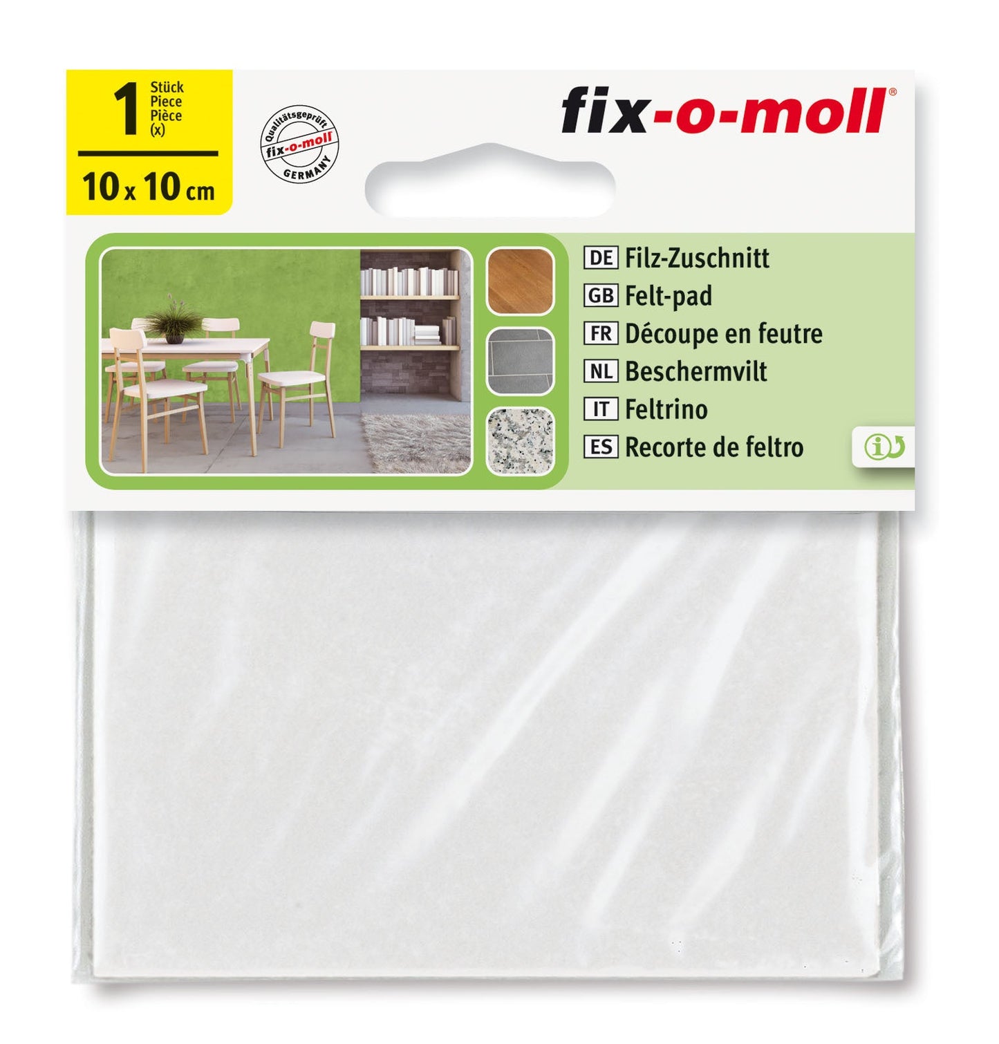 Filtknott Hvit 10x10mm (1 stk)