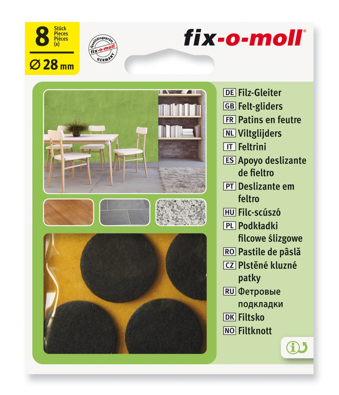 Filtknott Brun 28mm (8 stk)
