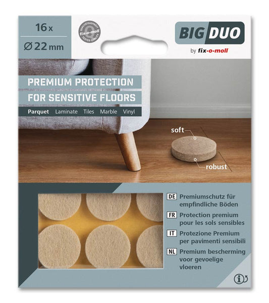 Filtknott Beige Bigduo  22mm (16 stk)