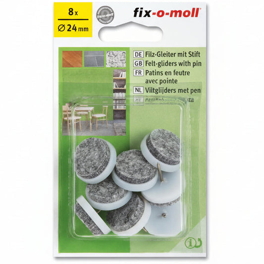 Filtknott m stift Hvit  24mm (8 stk)