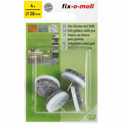 Filtknott m stift Hvit  28mm (4 stk)