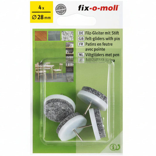 Filtknott m stift Hvit  28mm (4 stk)