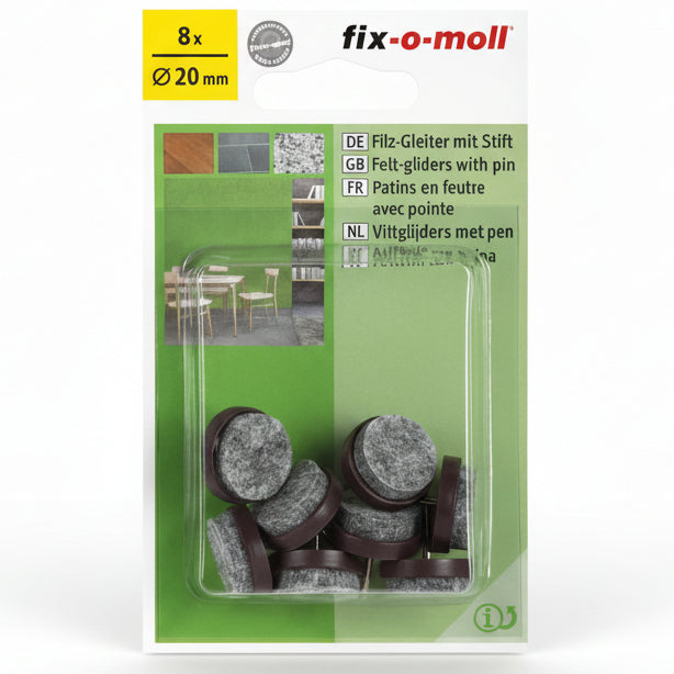 Filtknott m stift Brun 20mm (8 stk)