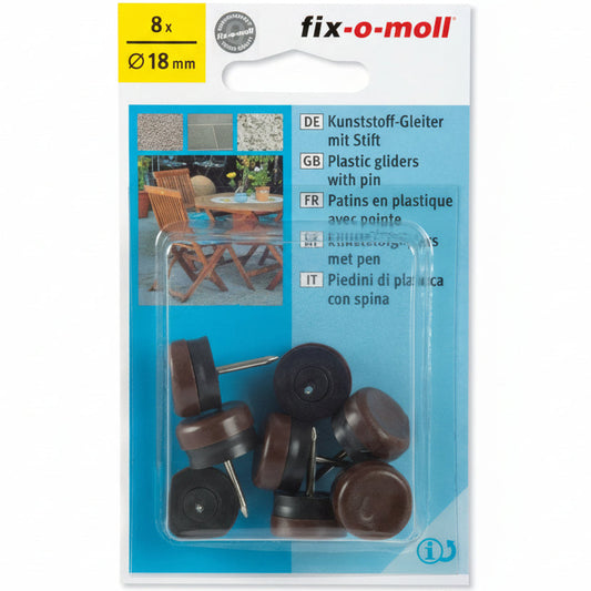 Plast m stift Brun 18mm (8 stk)