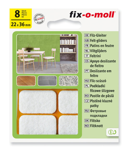 Filtknott Hvit 22x36mm (8 stk)