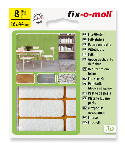 Filtknott Hvit 16x44mm (8 stk)