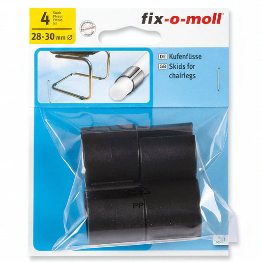 Rørmøbel Glider Ø7,5mmx28-30mm Sort (4 stk)