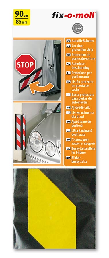 Bildørbeskyttelseslist gul/svart 90cm x 85mm