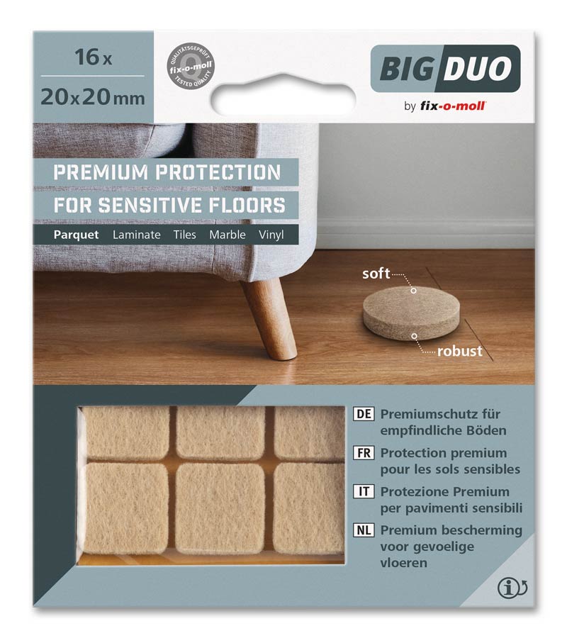 Filtknott Beige Bigduo 20x20mm (16 stk)