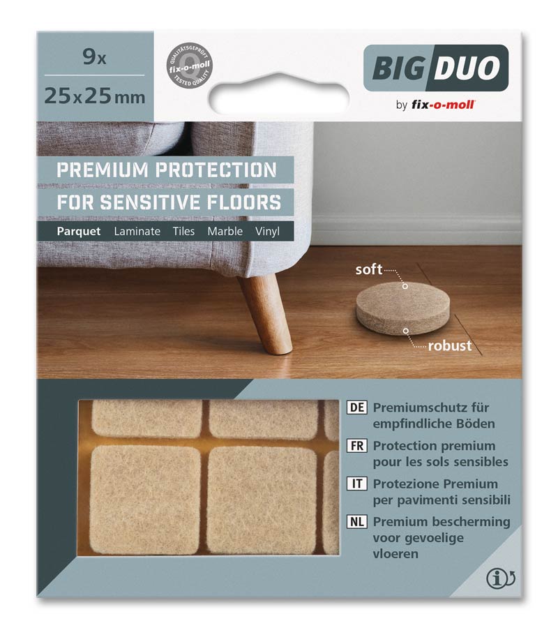 Filtknott Beige Bigduo 25x25mm (9 stk)