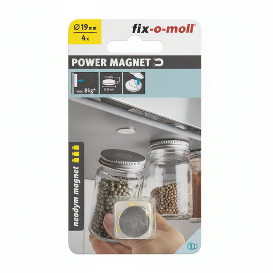 Magnet disc selvlk19mm 8kg 4stk neod.silver