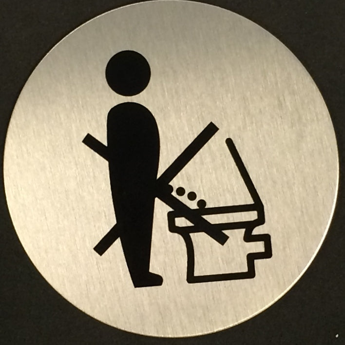 Skilt WC "Sitt ned" Ø75mm