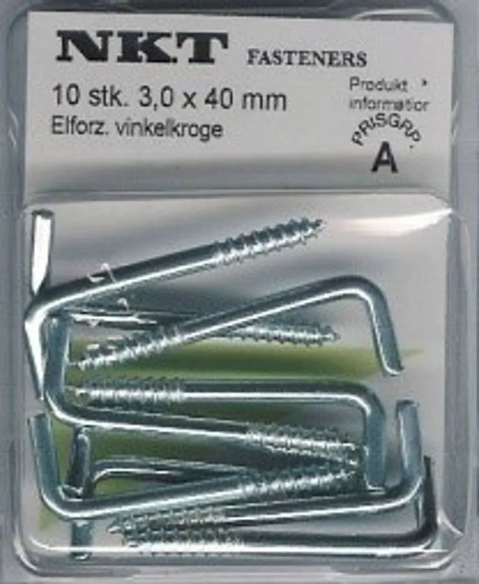 Vinkelkrok mess.3.3x40mm *B