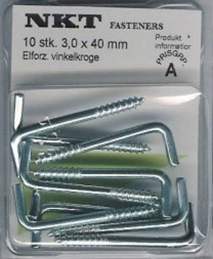 Vinkelkrok mess.3.3x40mm *B