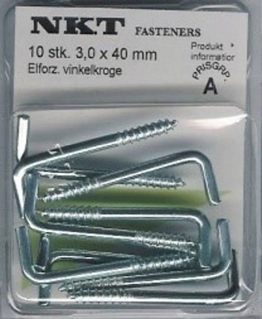 Vinkelkrok mess.3.3x40mm *B